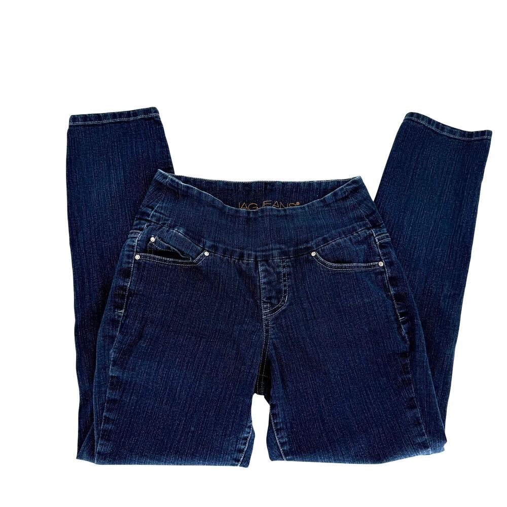 Jag Jeans Pull On Skinny Jeans 2 Stretch Comfort Elastic Waist Dark Wash Casual